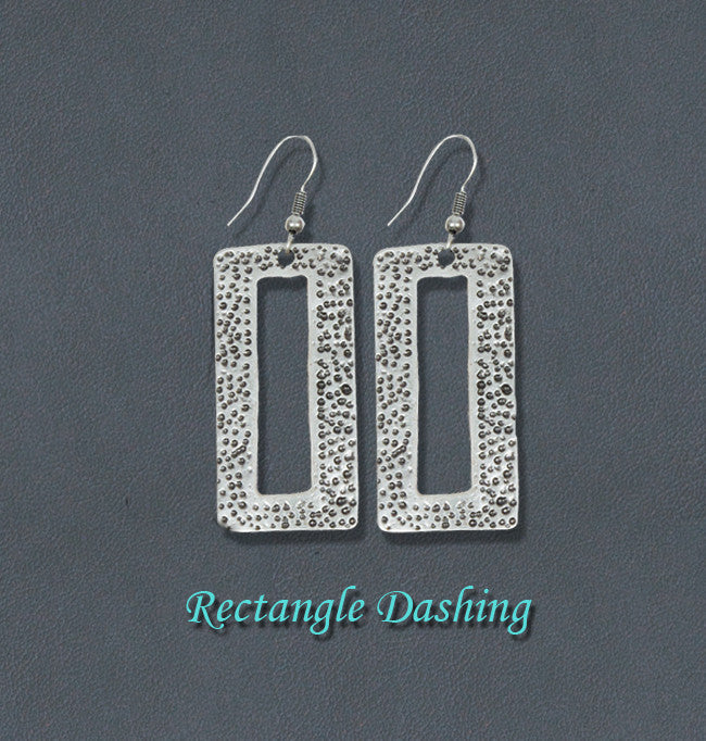 Dashing Bohemian Silver Fashion Earrings - Rectangle